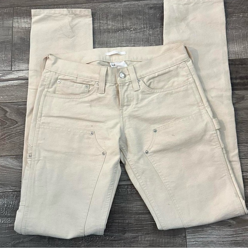 Women's Low Rise Helmut Lang White Carpenter Utility Pants